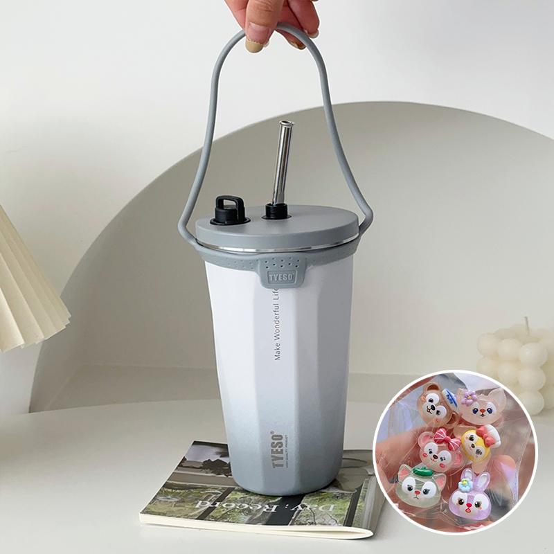 304食品級不鏽鋼咖啡杯 可伸縮吸管保溫杯