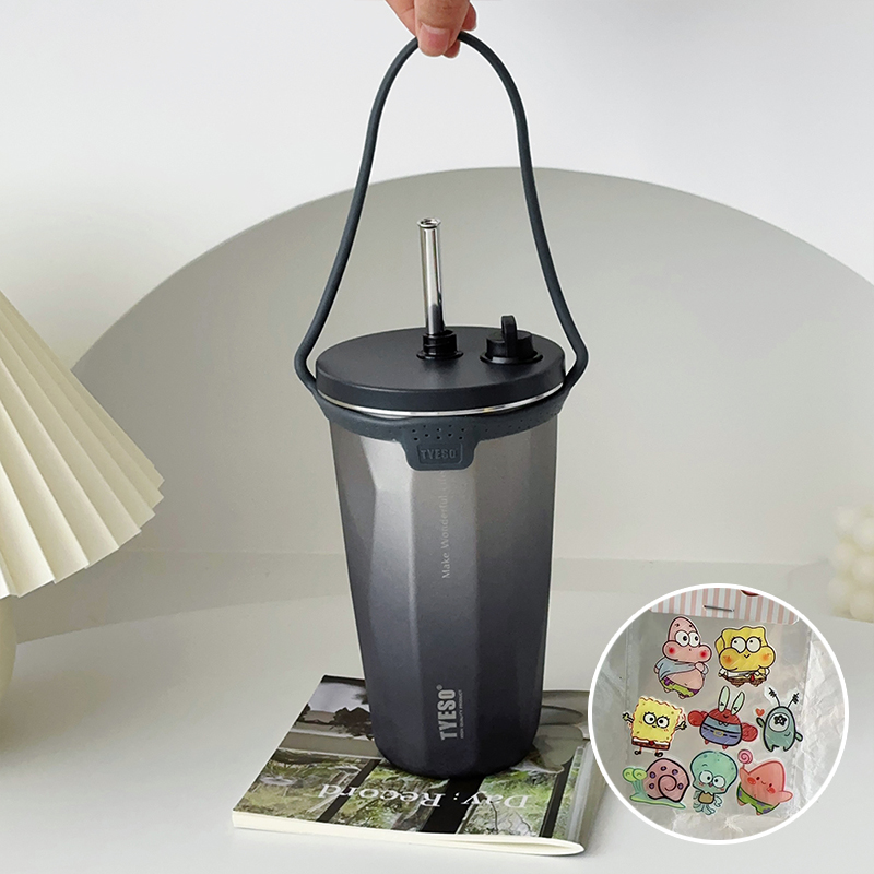 304食品級不鏽鋼咖啡杯 可伸縮吸管保溫杯