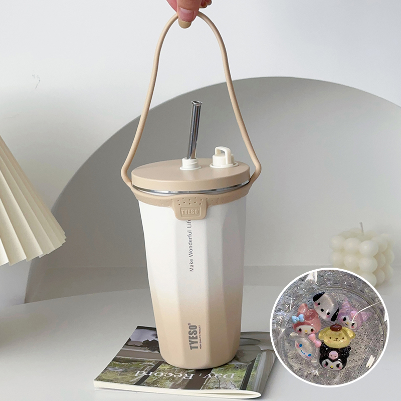 304食品級不鏽鋼咖啡杯 可伸縮吸管保溫杯