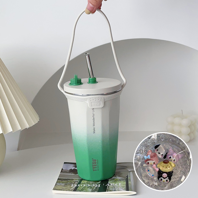 304食品級不鏽鋼咖啡杯 可伸縮吸管保溫杯