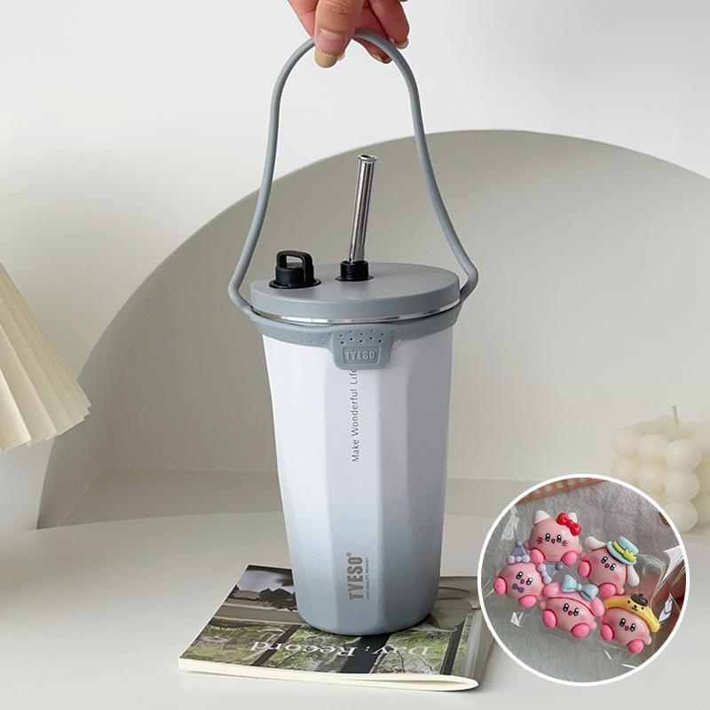 304食品級不鏽鋼咖啡杯 可伸縮吸管保溫杯