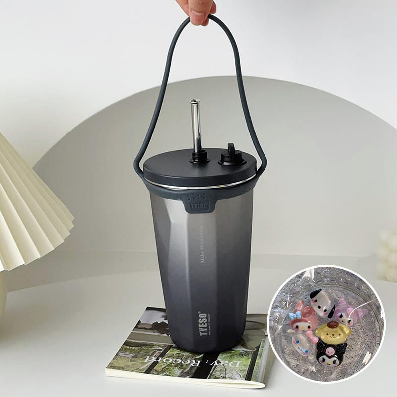 304食品級不鏽鋼咖啡杯 可伸縮吸管保溫杯