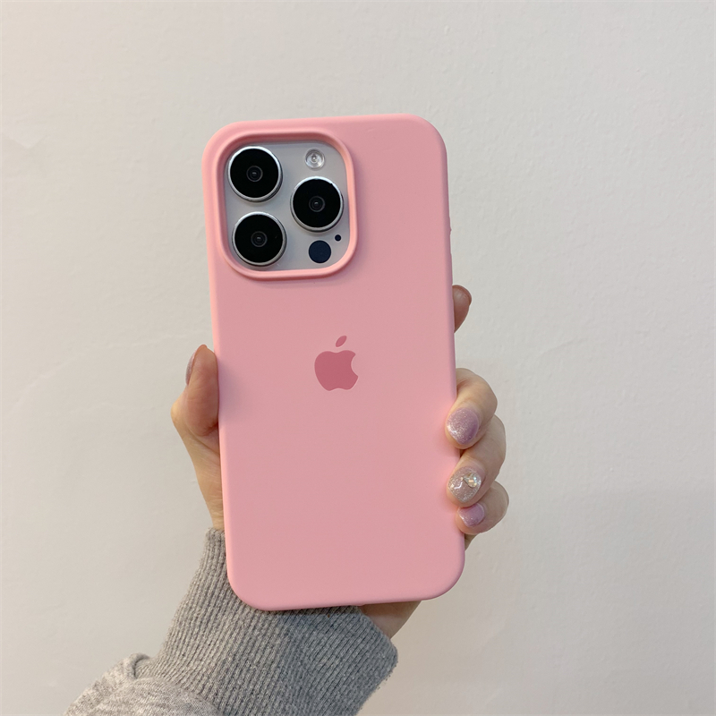 ins牛奶藍蘋果保護殼 液態硅膠簡約殼