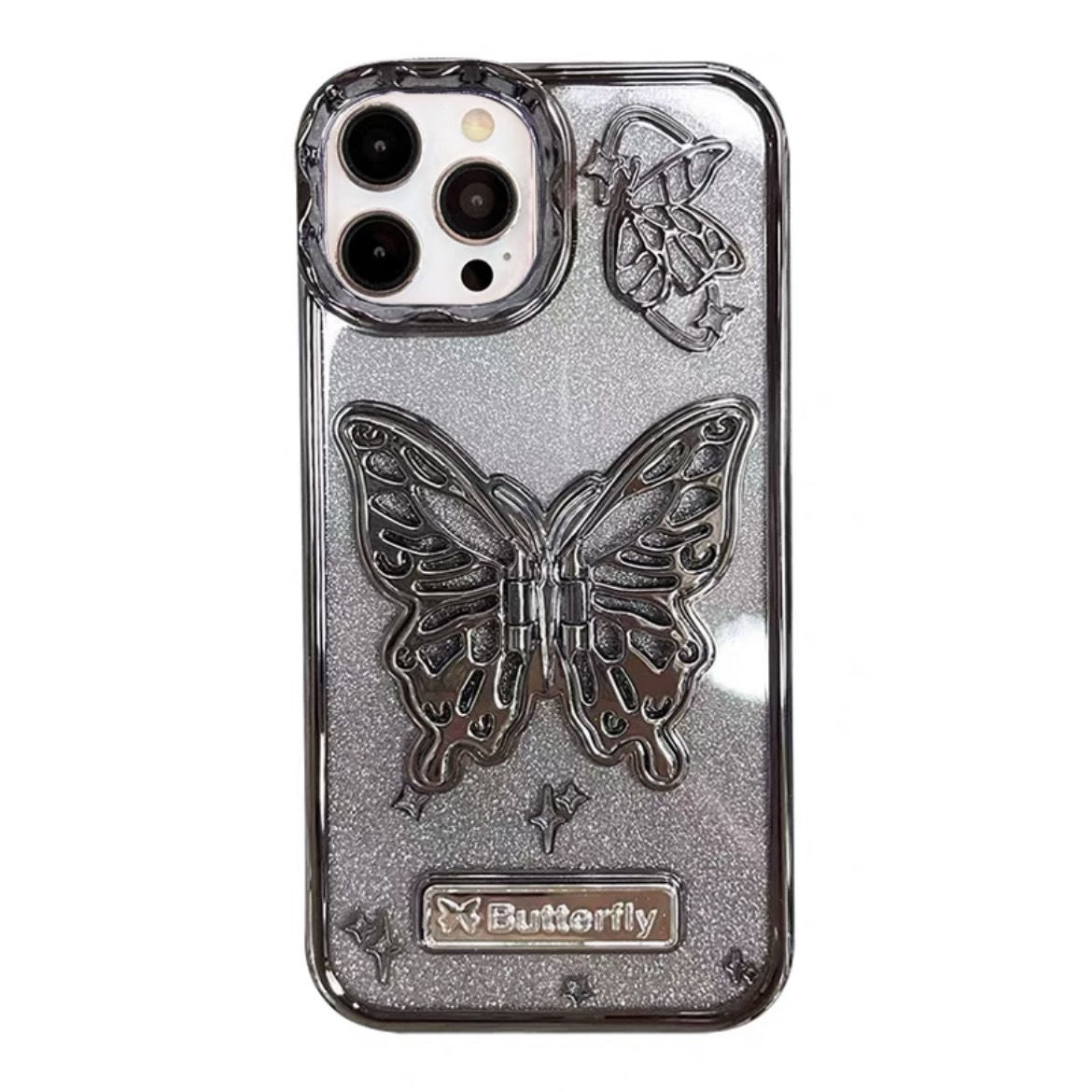 高級感閃粉鏤空帶你讀蝴蝶手機保護殼