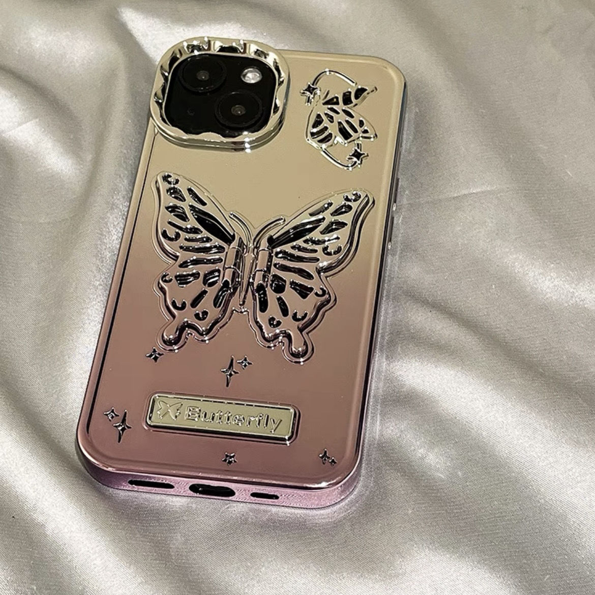 高級感閃粉鏤空帶你讀蝴蝶手機保護殼