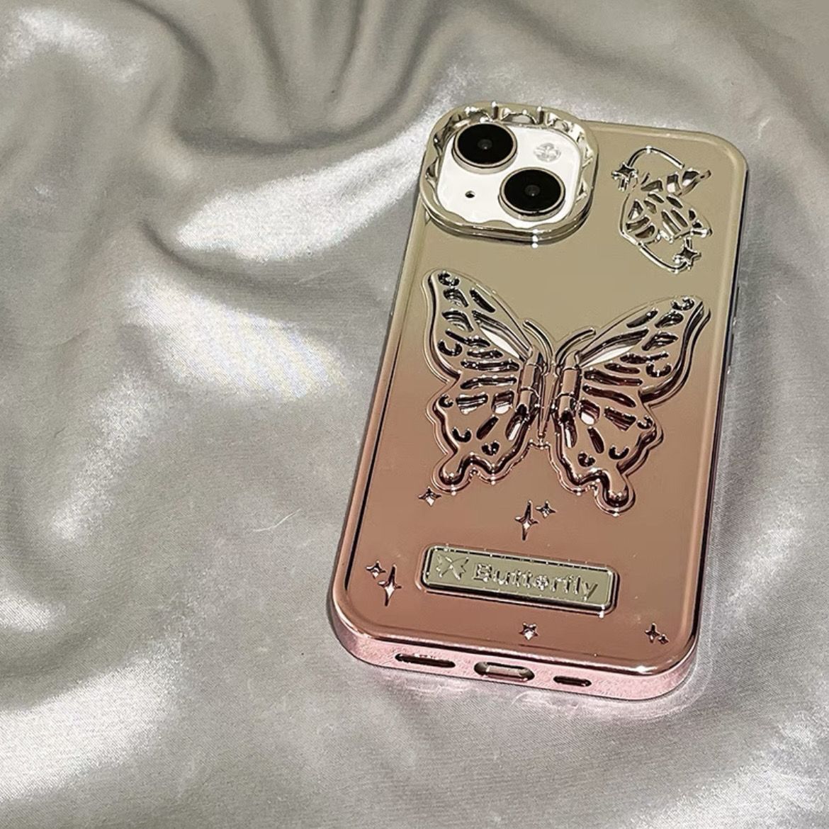 高級感閃粉鏤空帶你讀蝴蝶手機保護殼