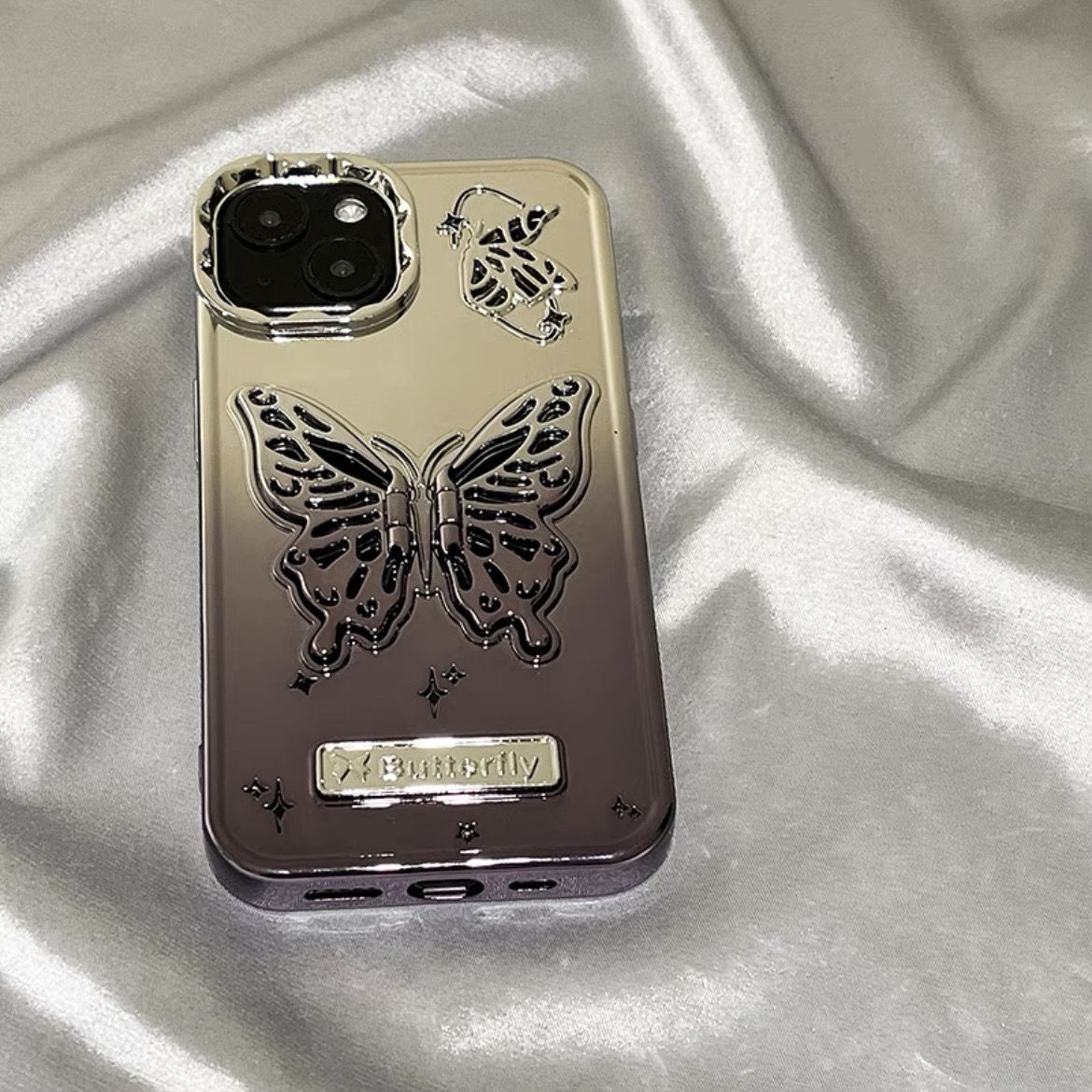 高級感閃粉鏤空帶你讀蝴蝶手機保護殼