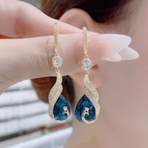 藍色水晶鳳凰耳環