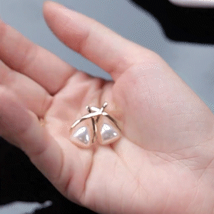 交叉珍珠純銀針耳環