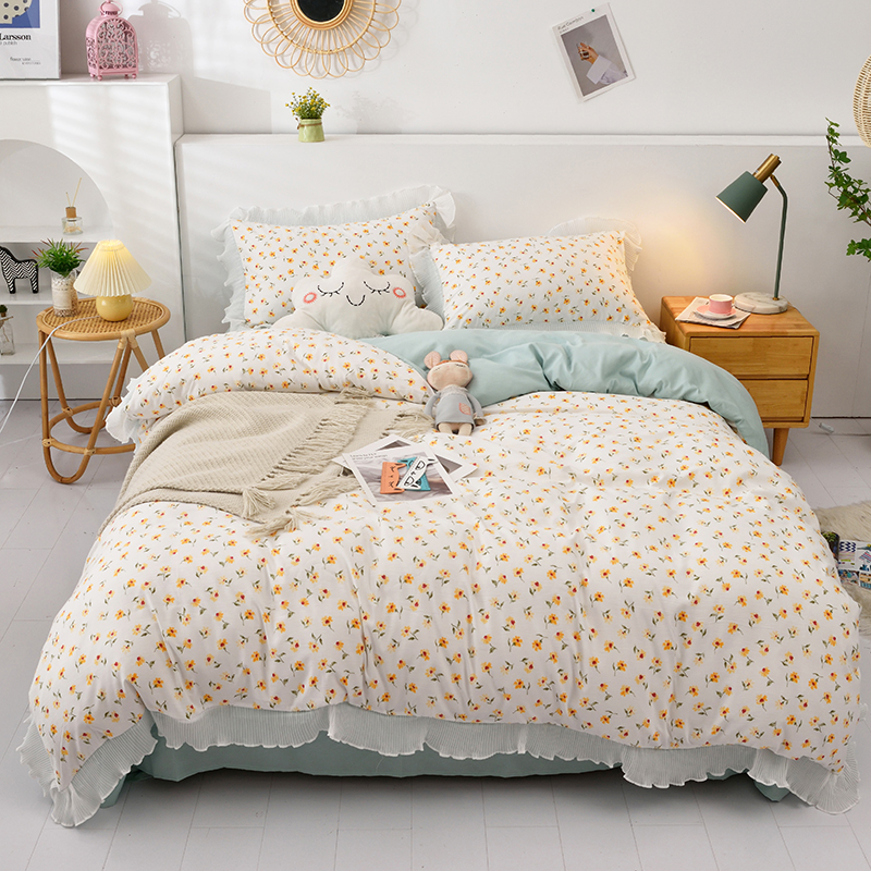 韓式ins風質感花邊 春意豁然 100%純棉 四件組