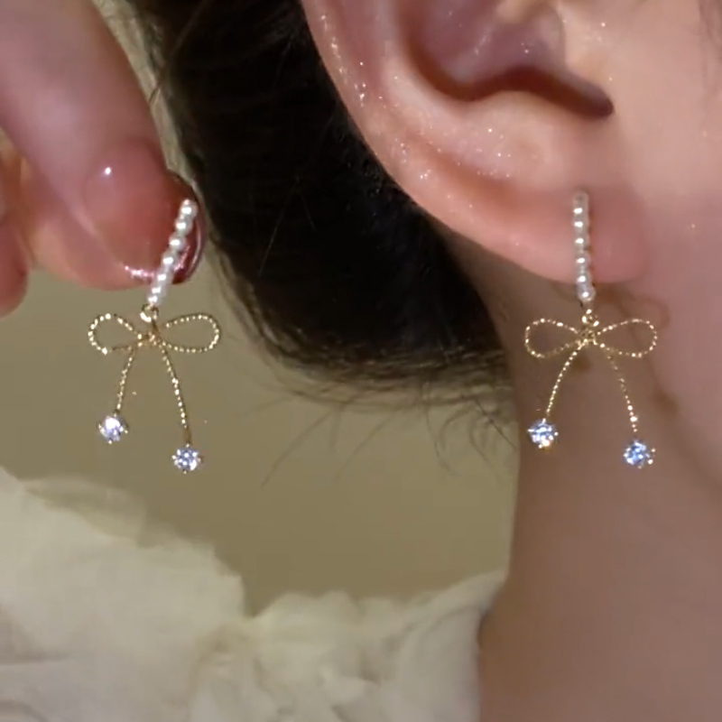 簡約甜美氣質蝴蝶結耳環