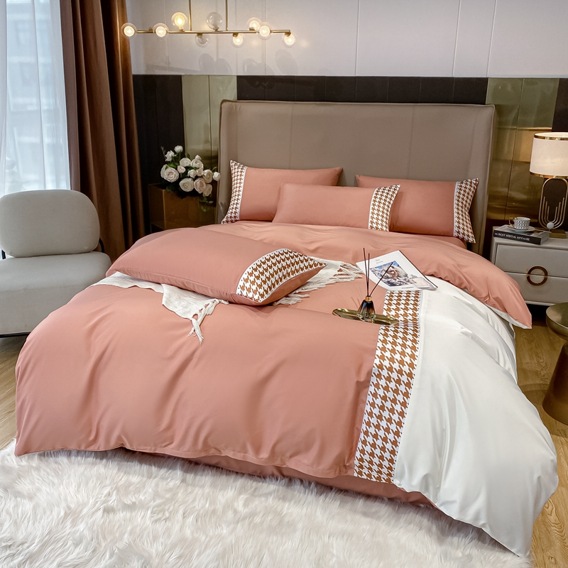 高級精梳棉 簡約千鳥格紋四件組