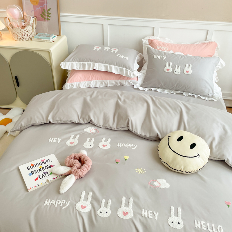 可愛兔兔的超療癒四季床品少女心四件組