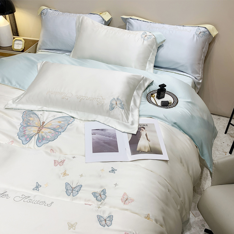 高端刺繡天絲四件組被套床上用品四季通用