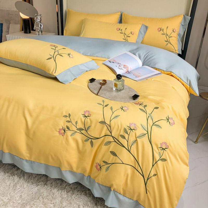 春色豁然 清新淡雅 純色花邊 四件組