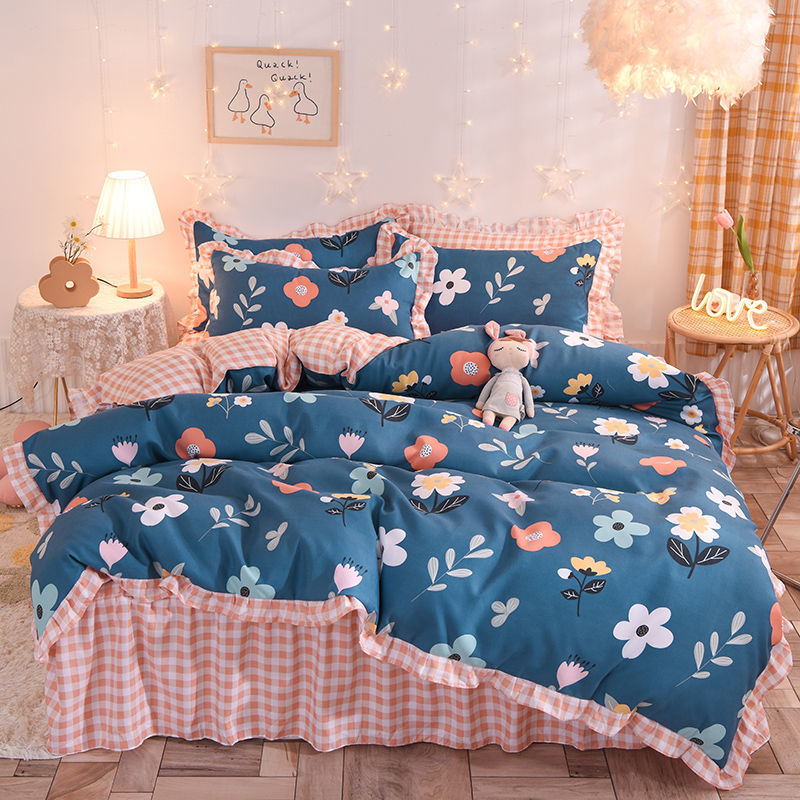 四季款純棉 格紋床裙  純色裙邊三件組/四件組