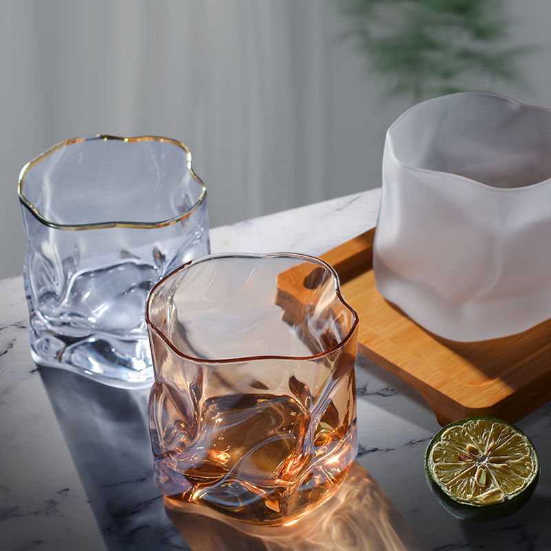 不規則 扭曲 金邊耐高溫玻璃杯