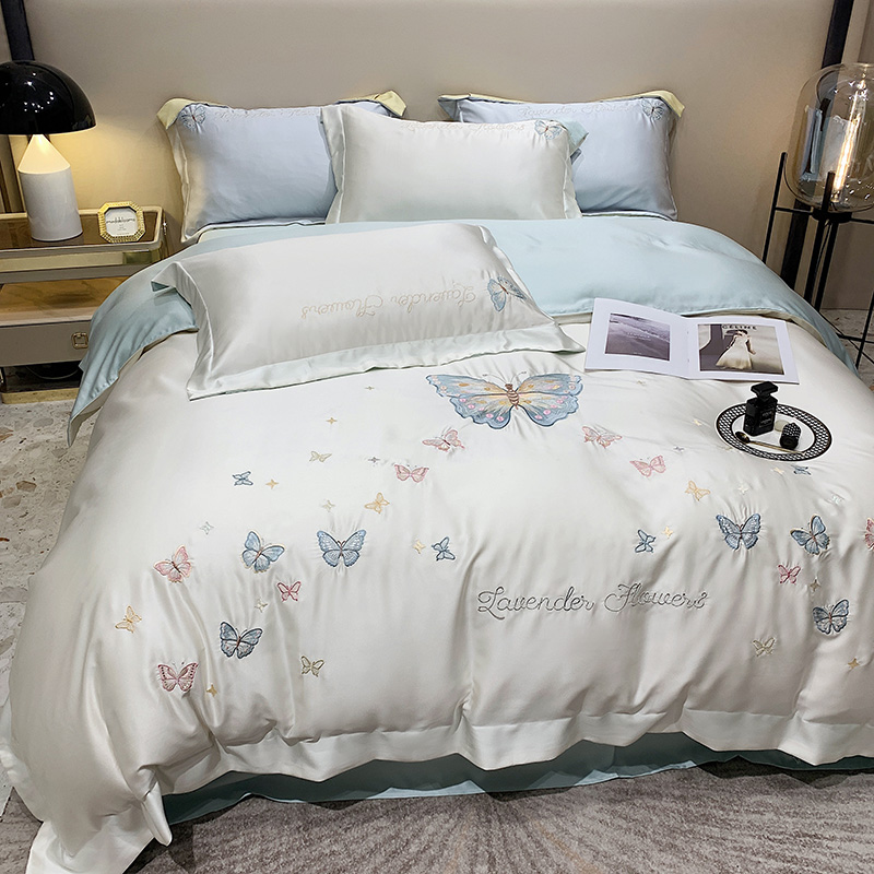 高端刺繡天絲四件組被套床上用品四季通用