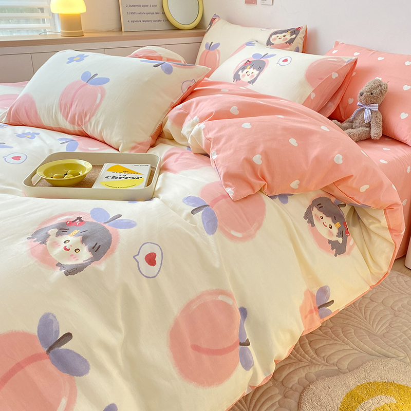 ins田園風居家全棉床上四件套純棉四季通用單雙人床單被套