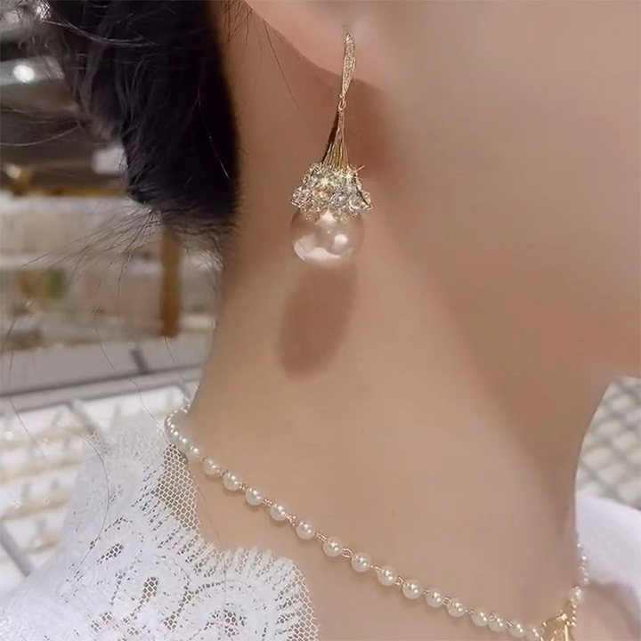 高級香檳色珍珠耳環