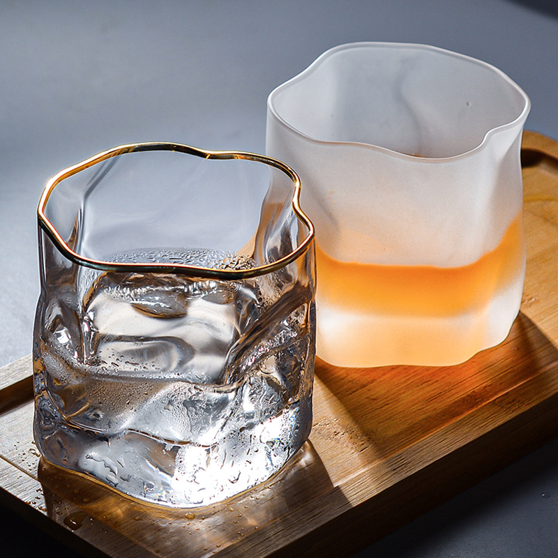 不規則 扭曲 金邊耐高溫玻璃杯