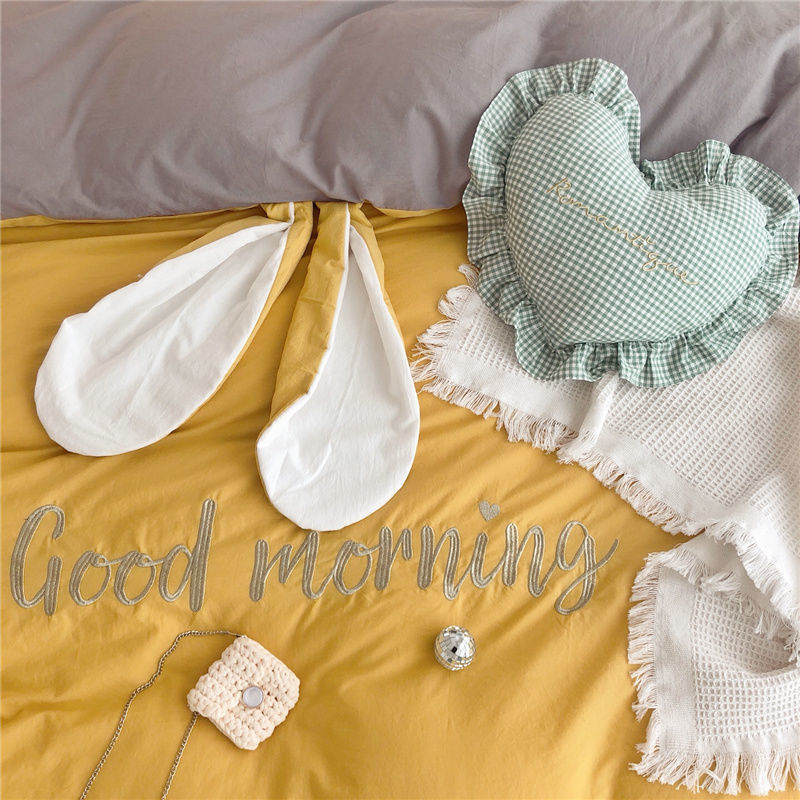 少女心超軟der 純色精梳棉兔耳朵 四季可用 四件組