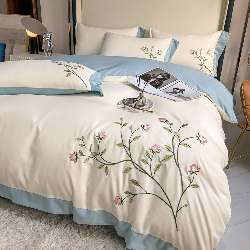 春色豁然 清新淡雅 純色花邊 四件組