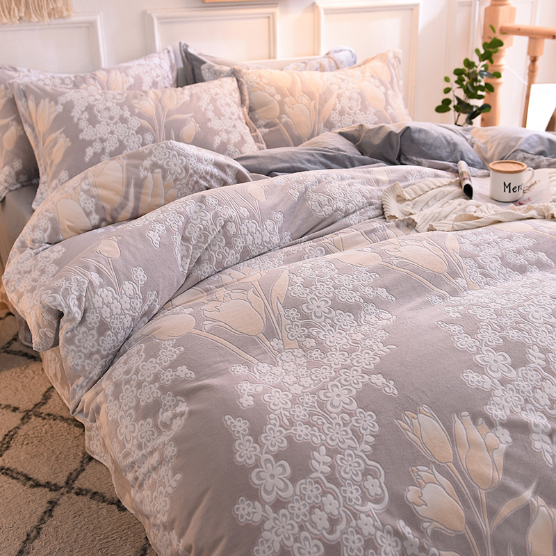 6D牛奶絨雕花 立體有型 不起球不掉色 四件組