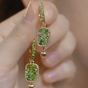 滿鑽方形水晶耳環（3色）