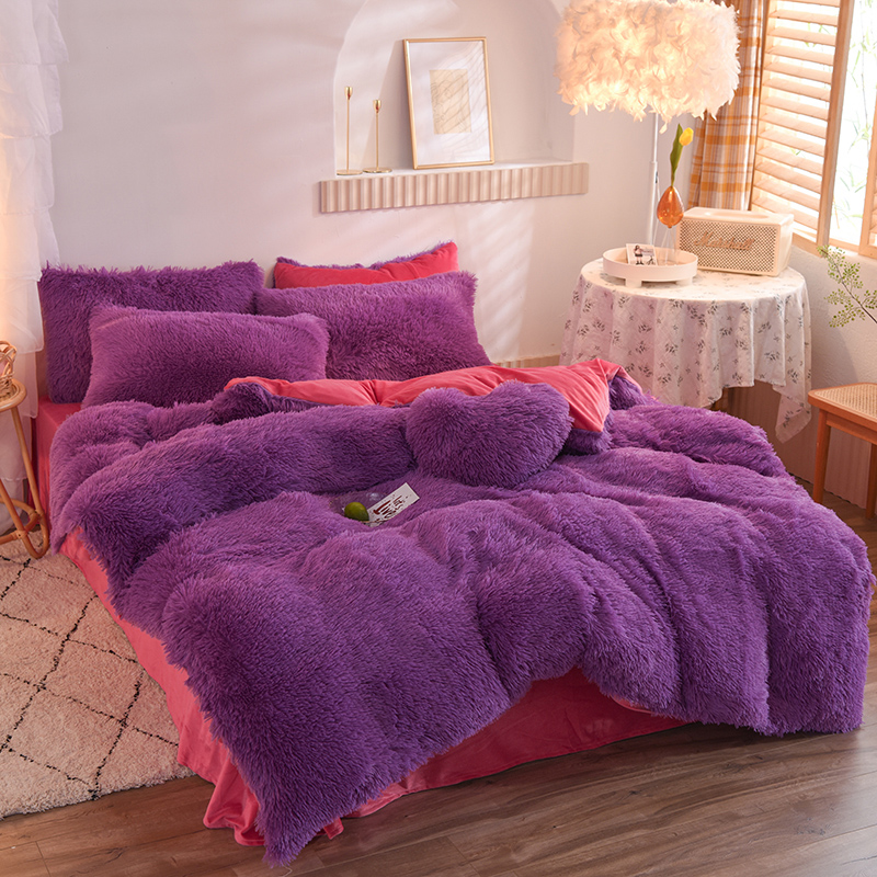 可機洗不掉毛不掉色【100%水貂絨】四件組 床包*1+被套*1+枕套*2