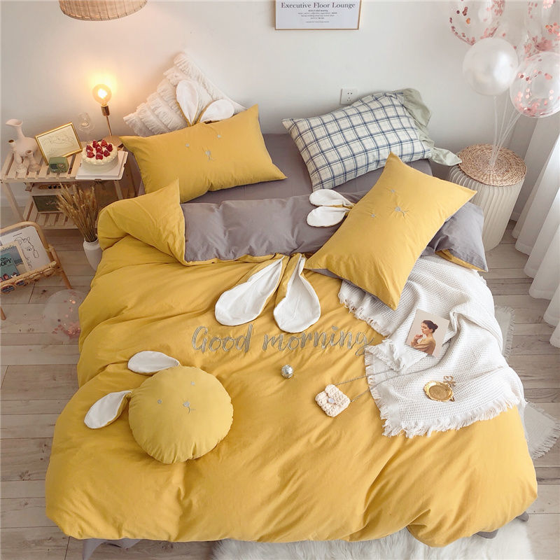 少女心超軟der 純色精梳棉兔耳朵 四季可用 四件組