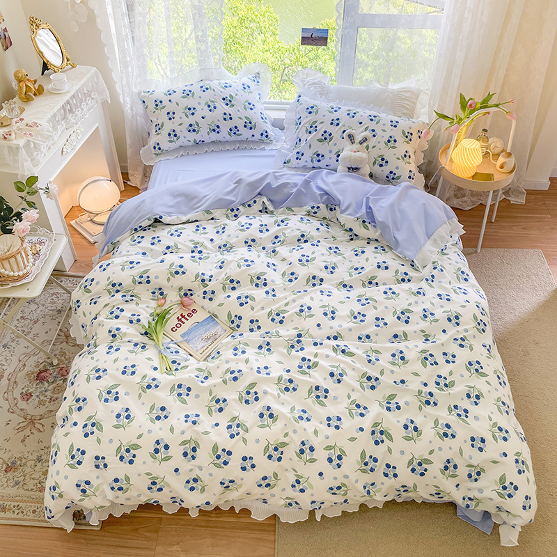 韓式ins風質感花邊 春意豁然 100%純棉 四件組