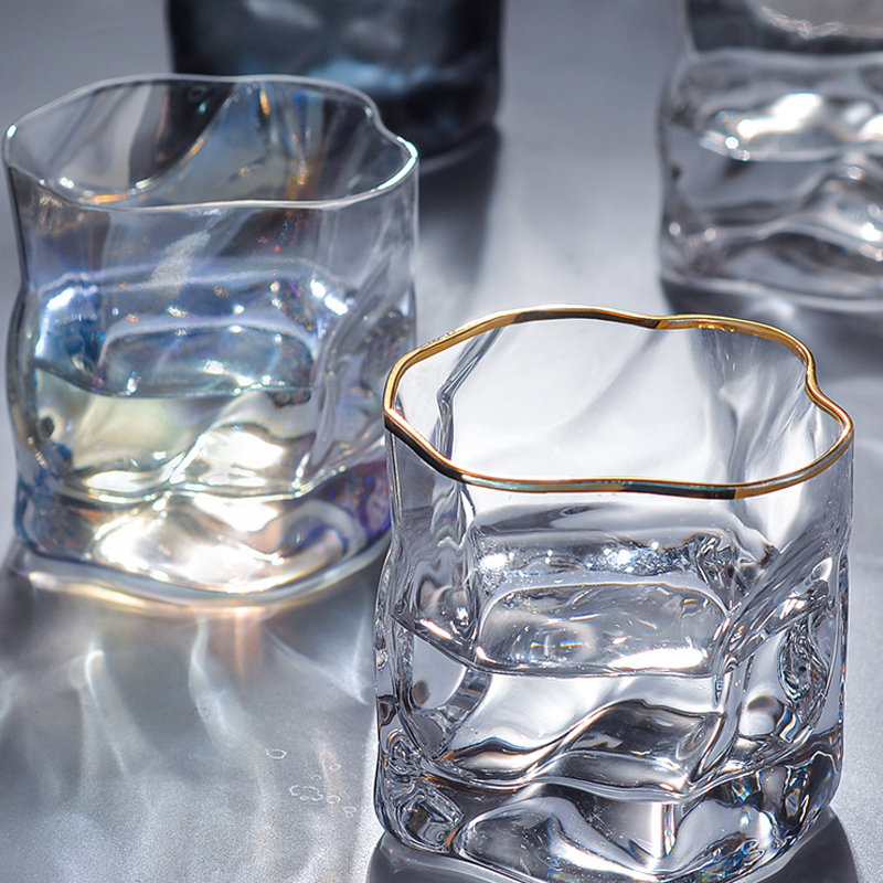 不規則 扭曲 金邊耐高溫玻璃杯