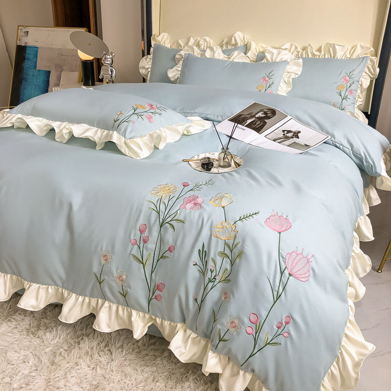 春色豁然 清新淡雅 純色花邊 四件組