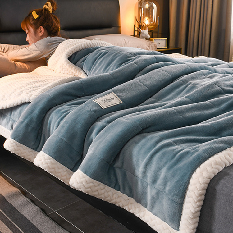 法蘭羊羔珊瑚絨A面金貂絨B面貝貝絨 加厚保暖鎖溫毛毯四季被