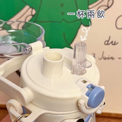 閃電兔1100ml大容量隨行杯 | 既是保溫杯，又是潮玩手辦，一杯保障一天的喝水量【貼心贈送水杯杯帶】