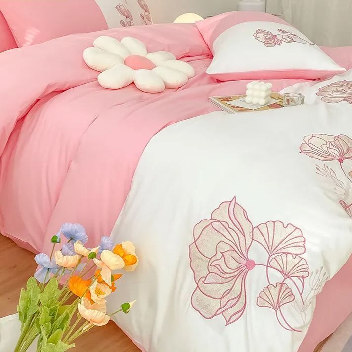 ins全棉四件套田園清新被套床上用品四季通用