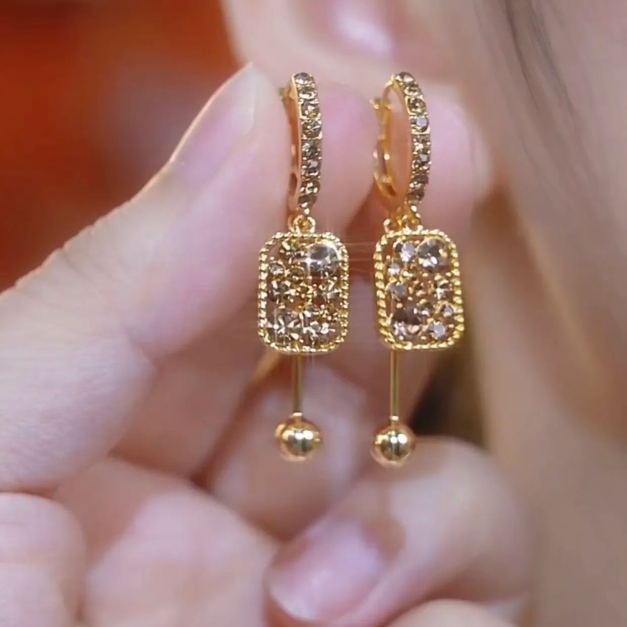 [Copy]時尚鑽球滿鑽耳扣耳環