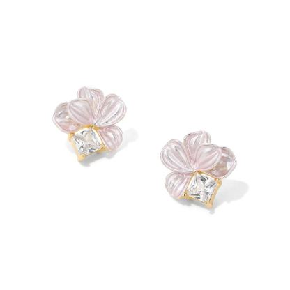 簡約白花朵•夾式耳環