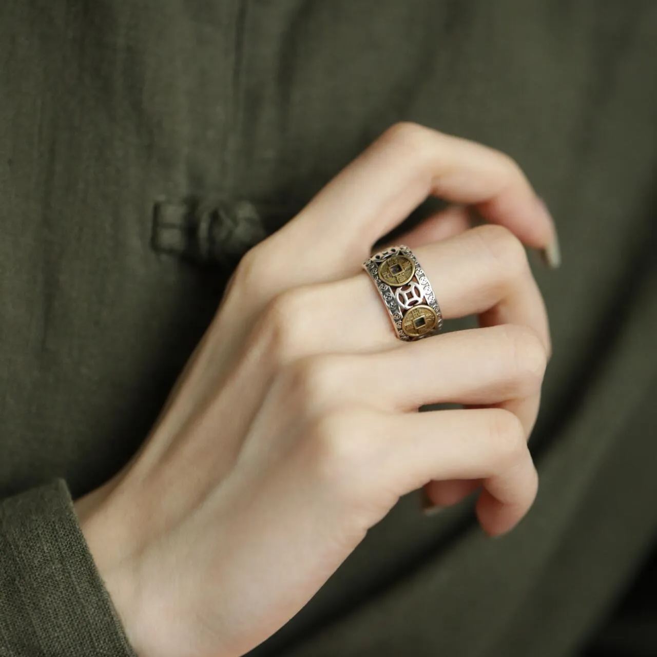 [Copy]時來運轉齒輪滿鑽可旋轉S925純銀男女同款戒指     