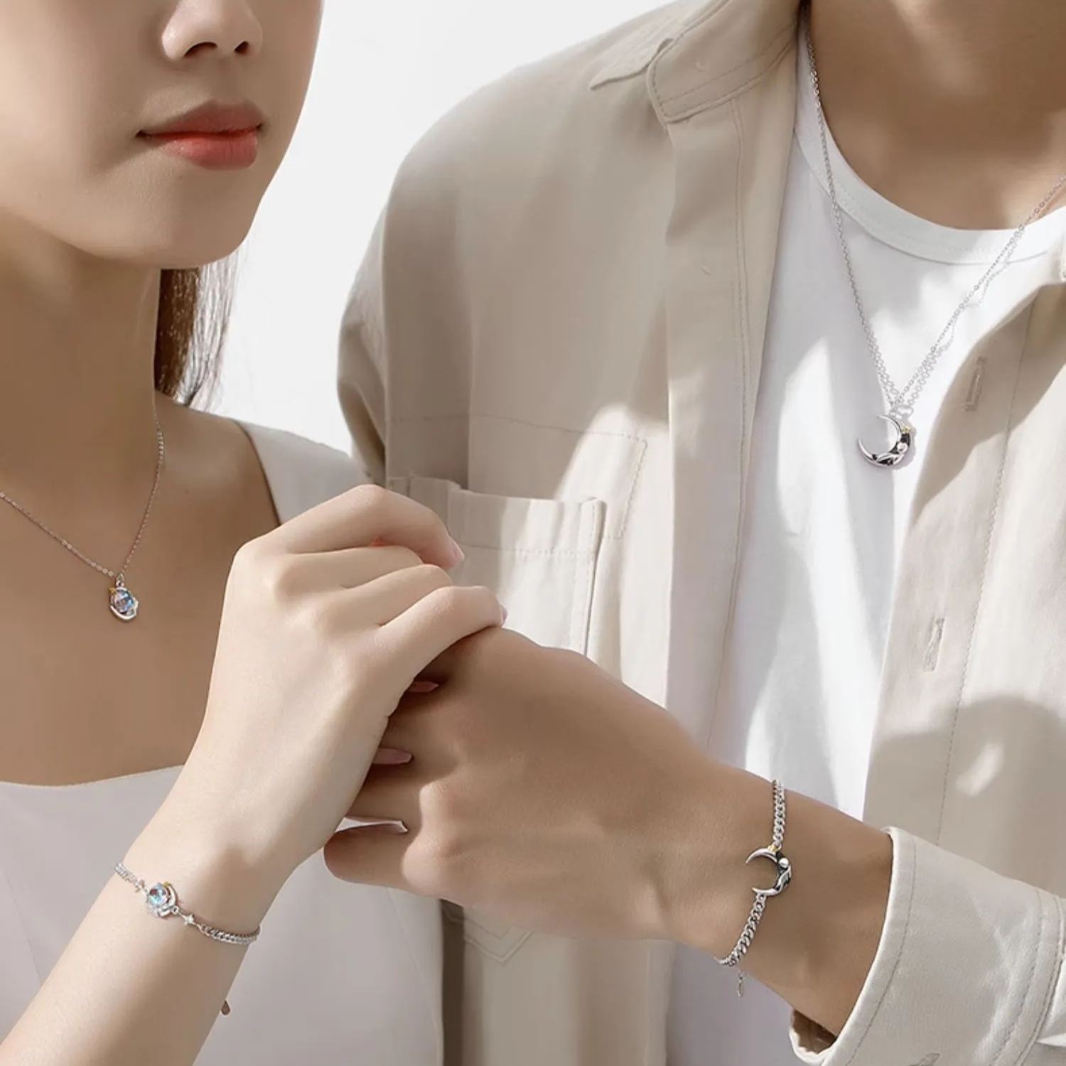 小王子與玫瑰純銀情侶手鍊