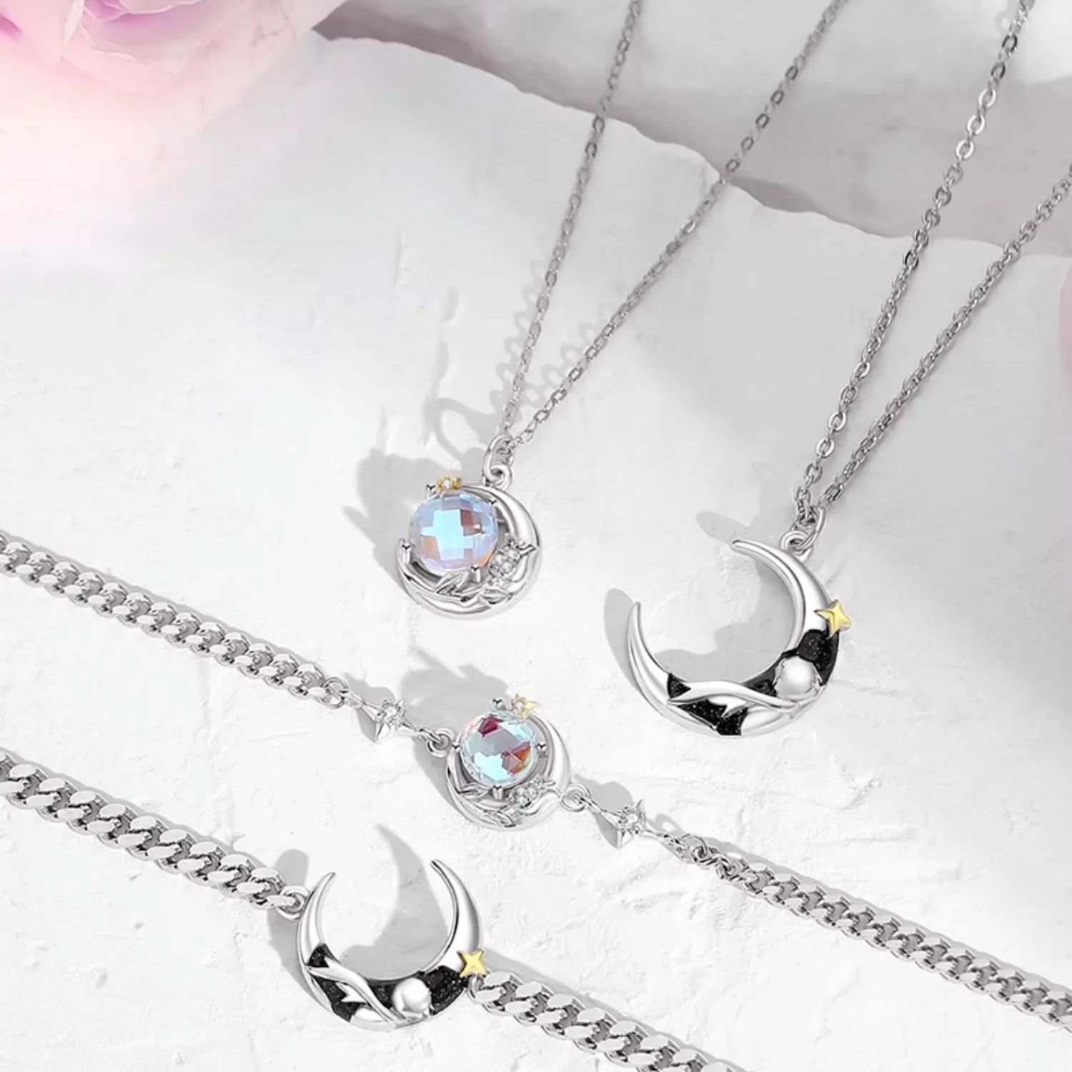 小王子與玫瑰純銀情侶手鍊