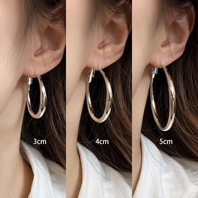 圈圈素圈大圈金屬耳環