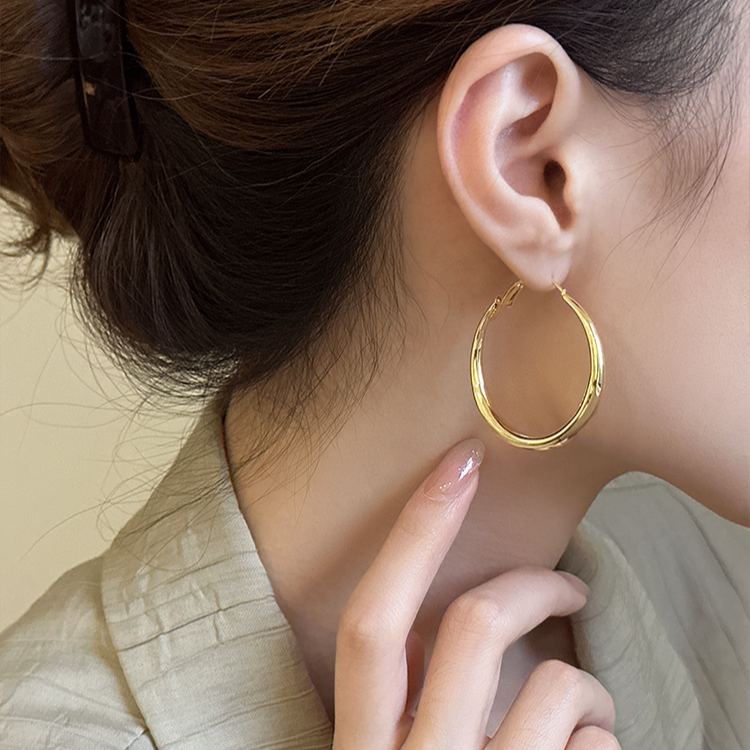 圈圈素圈大圈金屬耳環