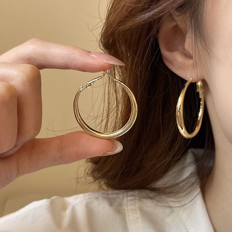 圈圈素圈大圈金屬耳環