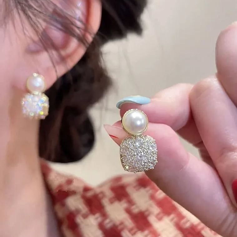 [Copy]氣質鏤空網紗玫瑰花珍珠流蘇耳環