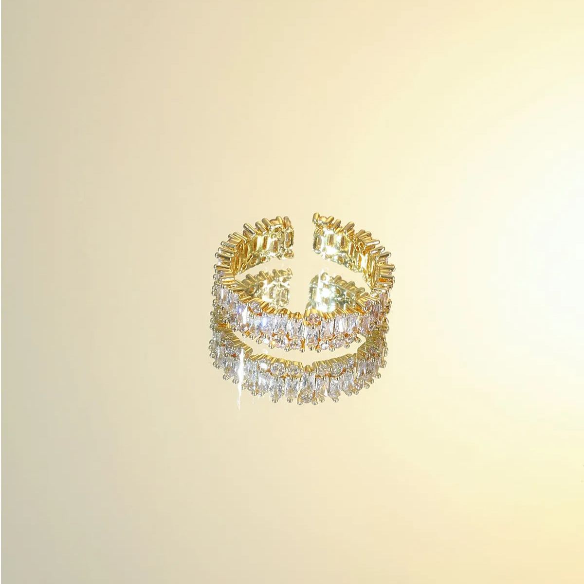 時尚滿鑽开口純銀戒指