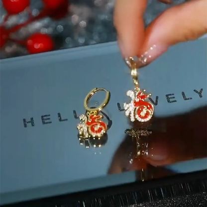 [Copy]紅色水晶鑽球耳環