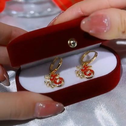 [Copy]紅色水晶鑽球耳環