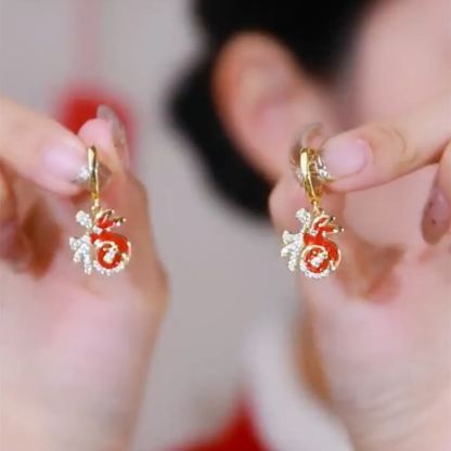 [Copy]紅色水晶鑽球耳環